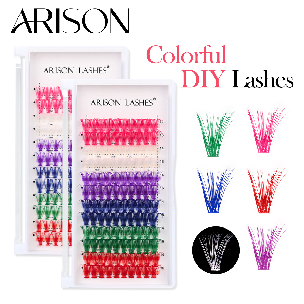 Lash Tile Palette - ARISON 혼합 컬러 클러스터 속눈썹, DIY