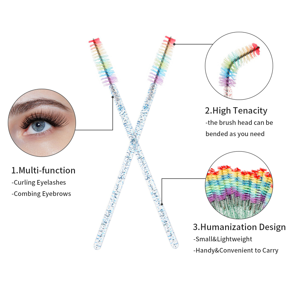 50PCS 레인보우 크리스탈 속눈썹 메이크업 브러쉬 일 - Eyelash Extension Usa 리뷰 및 가격